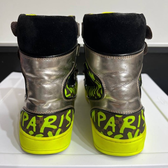 Louis Vuitton Stephen Sprouse GRAFFITI SNEAKERS High top Size 10 US Spellout - Picture 7 of 12
